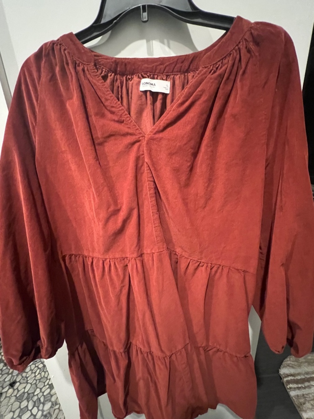 Brown Corduroy Mid Length Dress